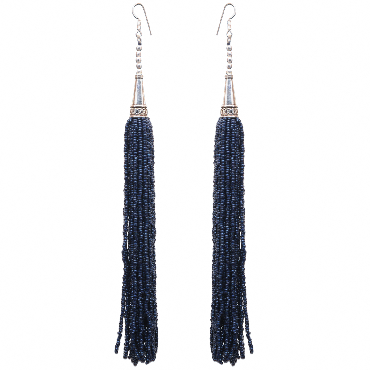 Blue Sapphire Color Zircon Beads Dangle Drop Style Earrings CE-1165