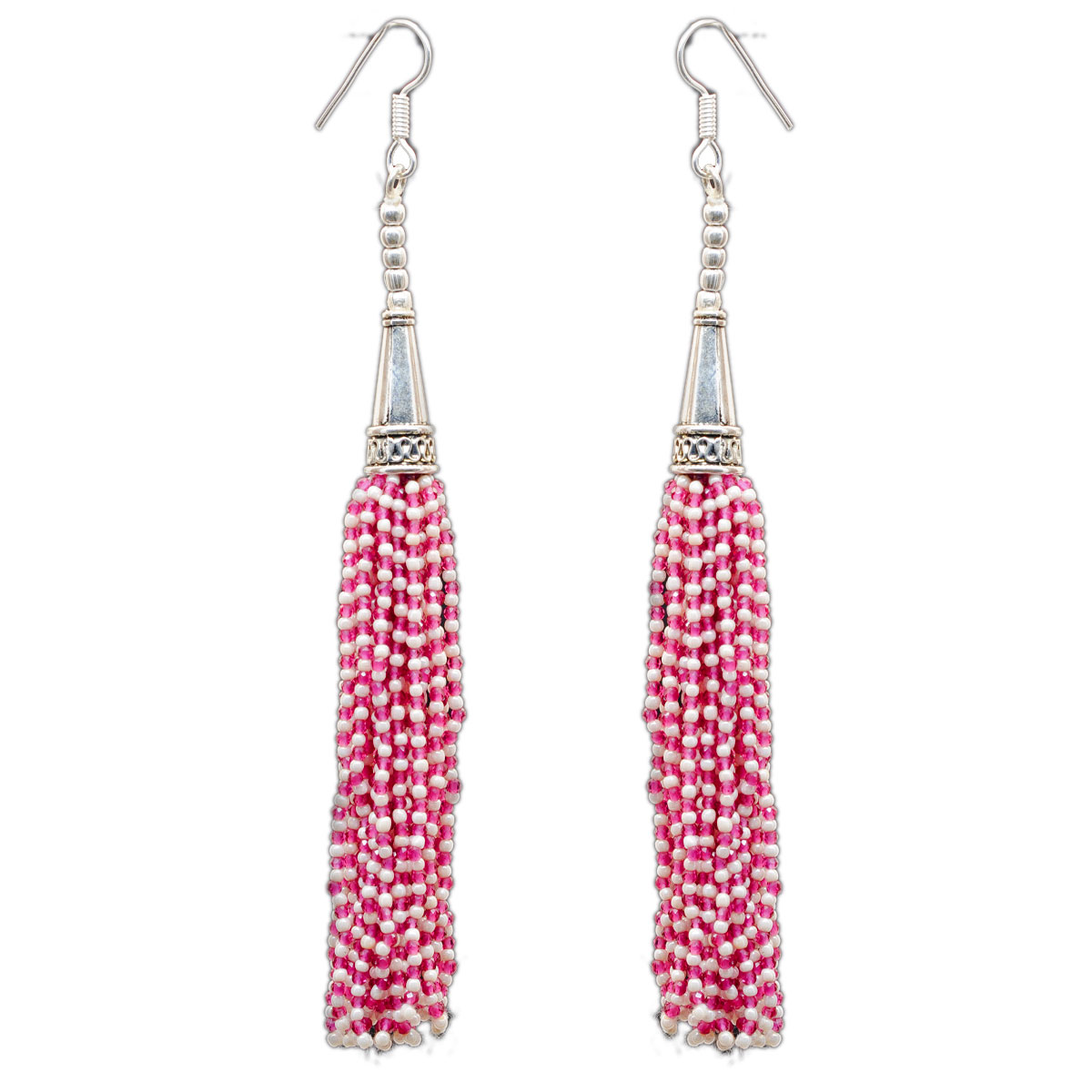 Pearl & Pink Tourmaline Zircon Beads Dangle Style Earrings CE-1168