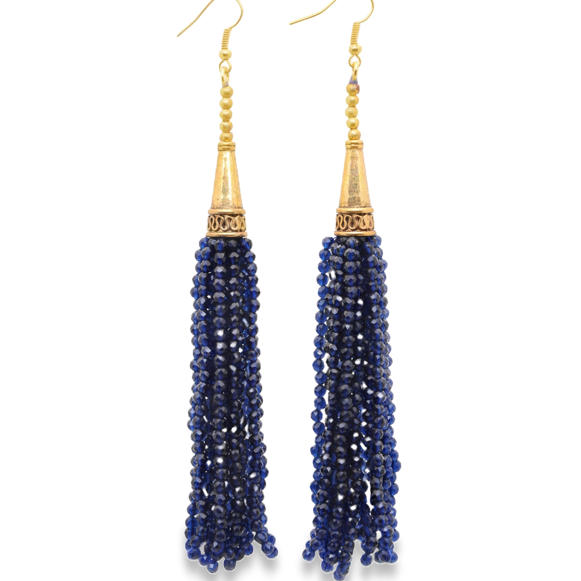 Blue Sapphire Color Zircon Beads Dangle Style Earrings CE-1169