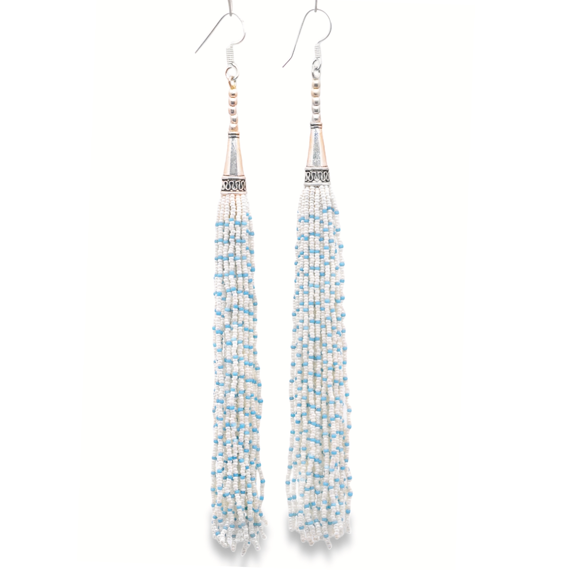 Pearl & Turquoise Color Zircon Beads Dangle Style Earrings CE-1170