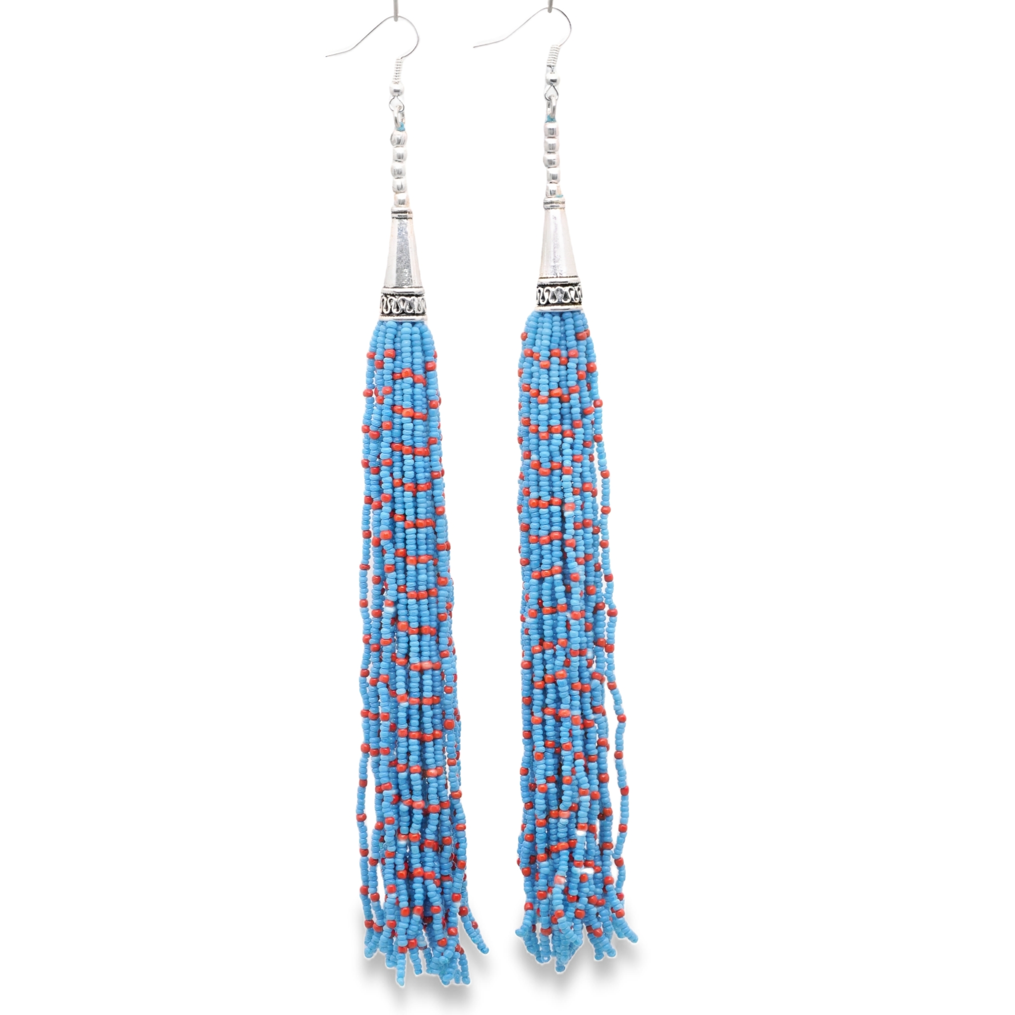 Turquoise & Jasper Color Zircon Beads Dangle Style Earrings CE-1171