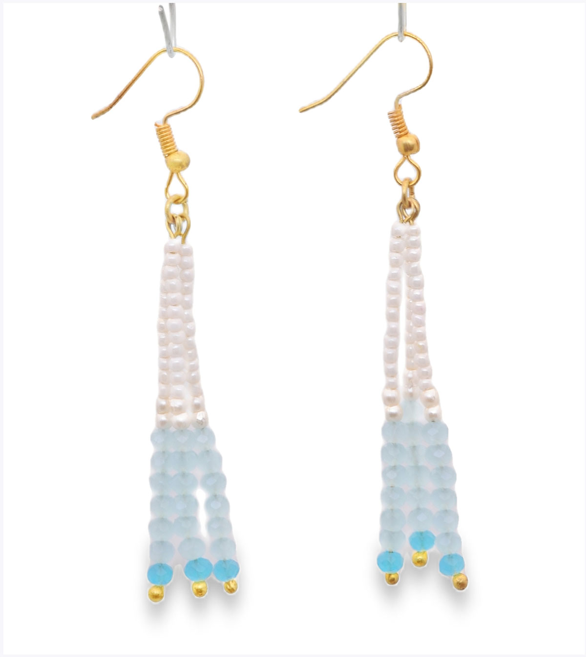 Pearl & Chalcedony Color Zircon Beads Dangle Style Earrings CE-1175