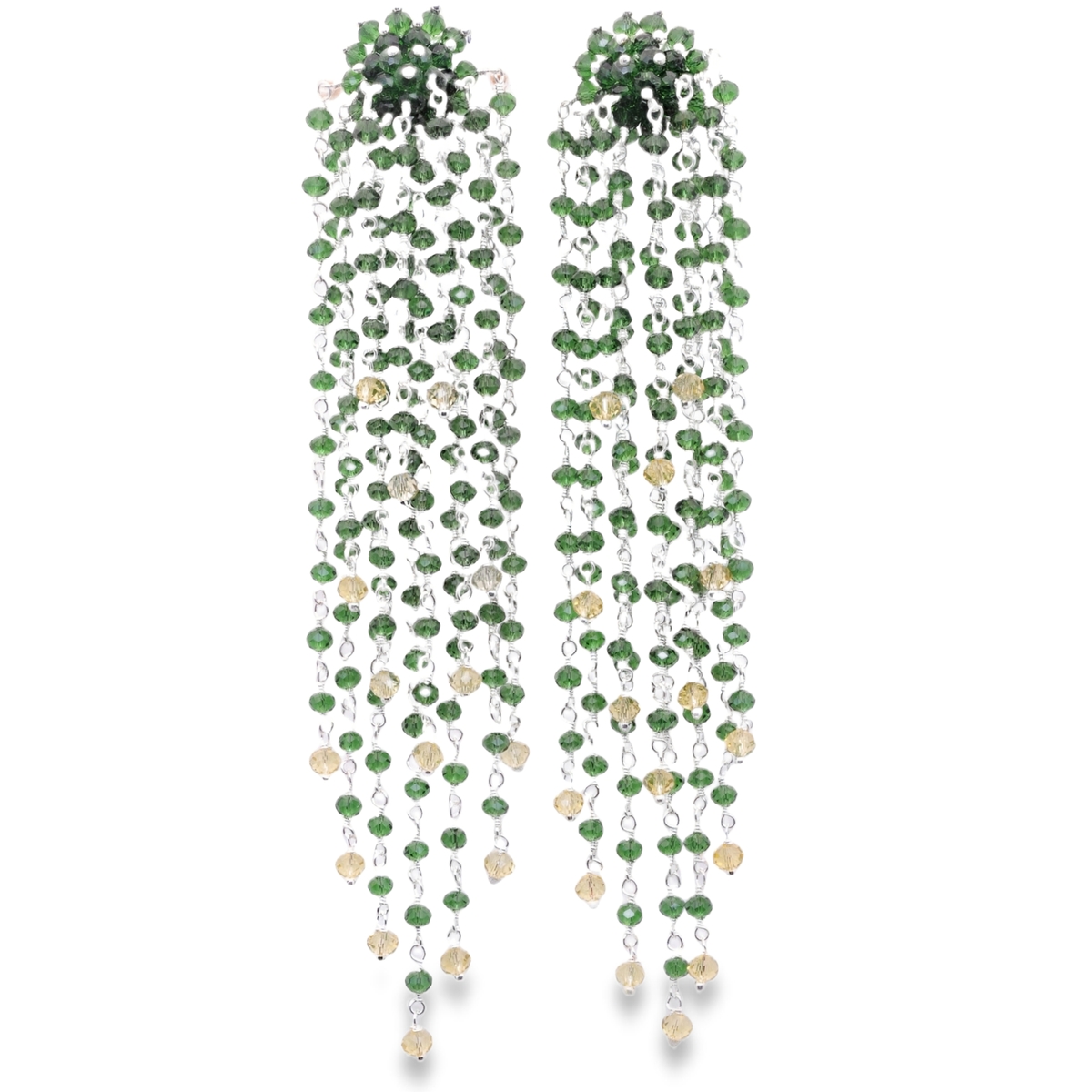 Tourmaline & Lemon Topaz Zircon Beads Dangle Style Earrings CE-1178