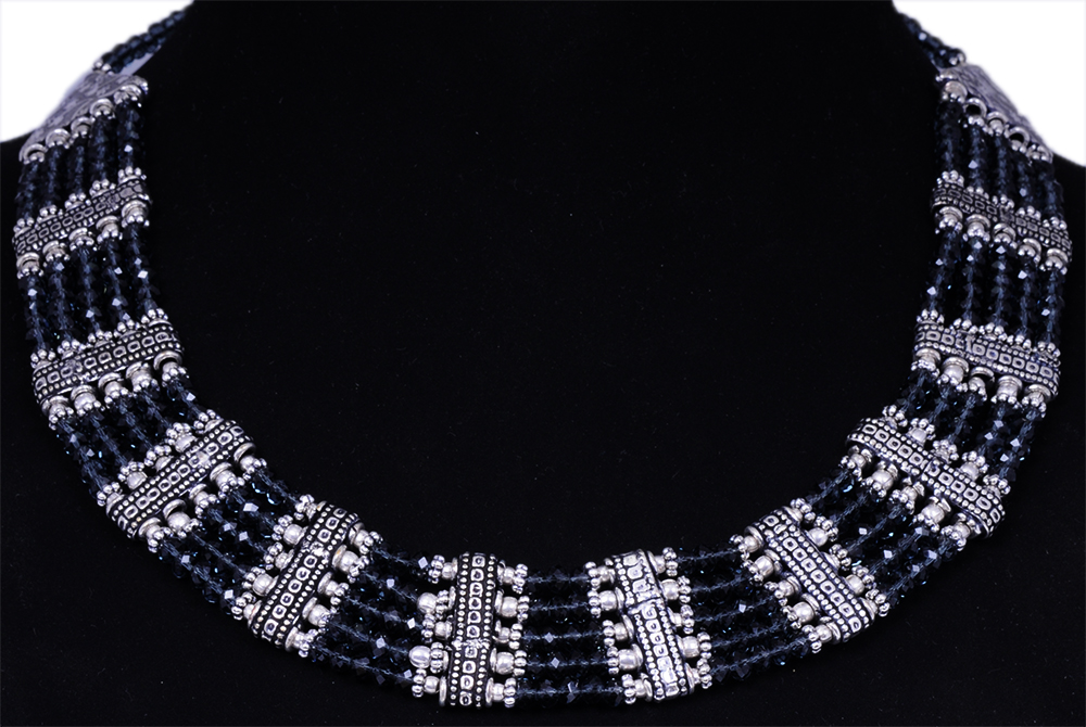 Blue Sapphire Color Zircon Necklace Set For Women-Cn1006