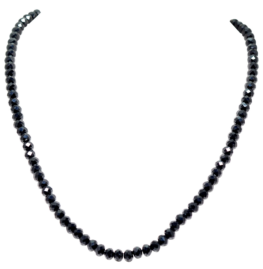 Black Spinel Color Zircon Necklace With Silver Clasp For Women -Cn1007