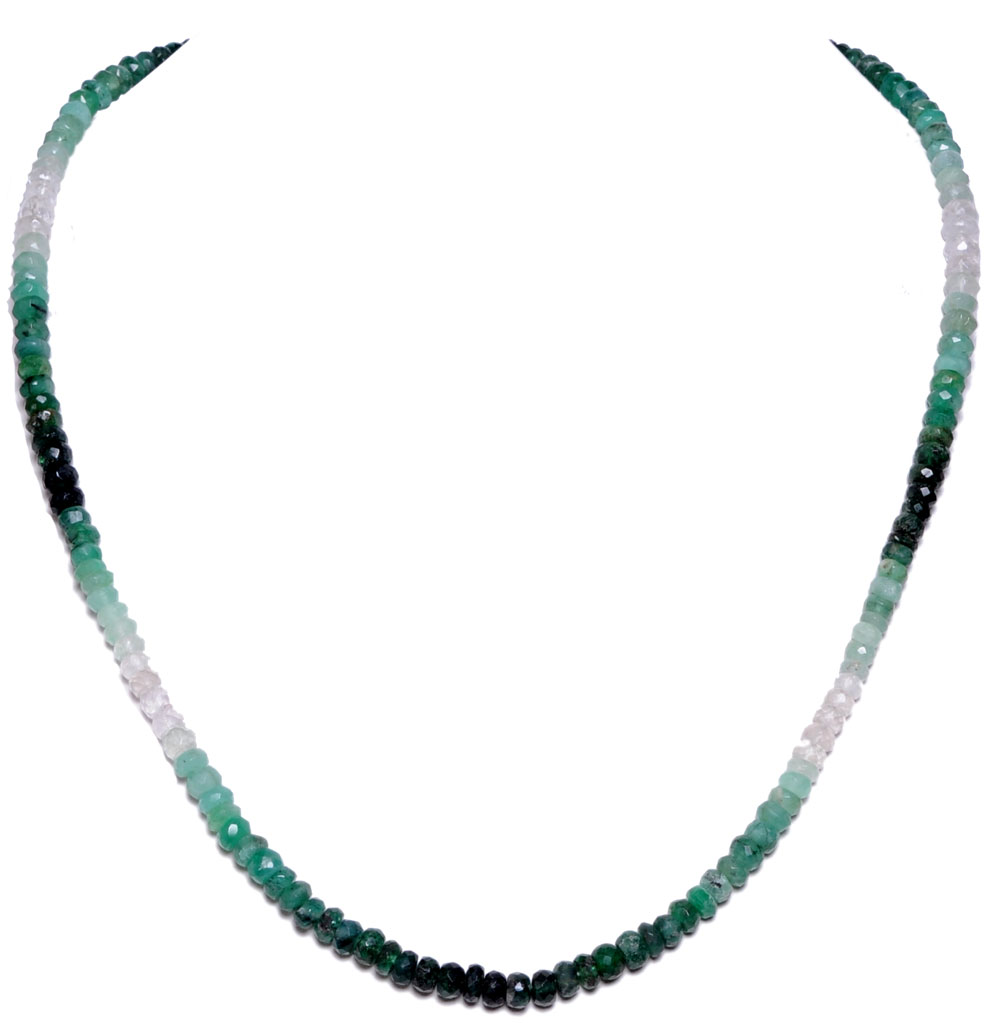Emerald Gemstone Faceted Beads Necklace NP1020
