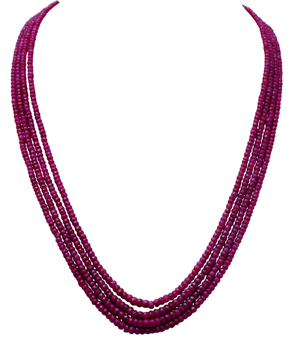 4 Layer Necklace of Natural Genuine Ruby Gemstone Beads NP1023