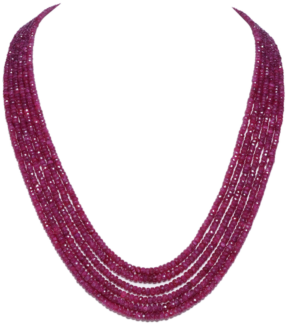 Multiple Layer Ruby Gemstone Faceted Beads Necklace NP1025