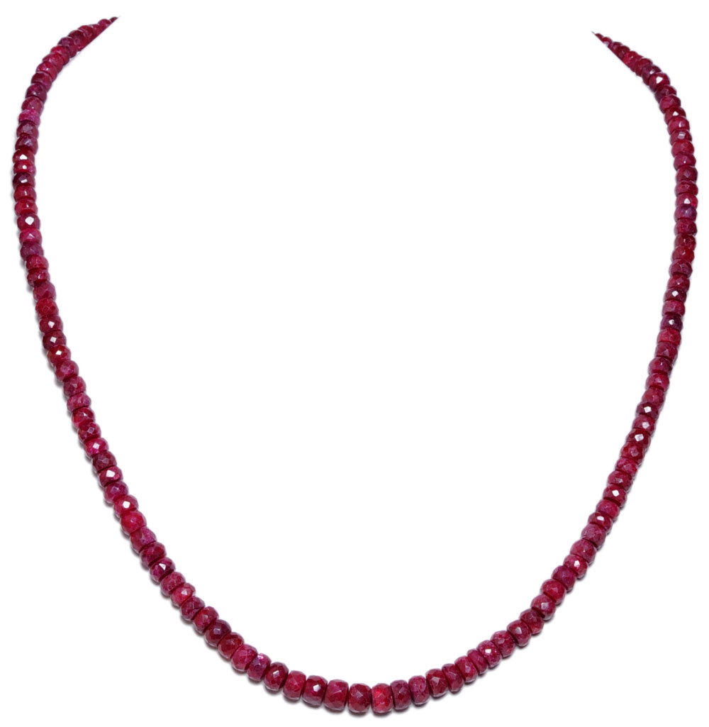 Red Hot Ruby Gemstone Beaded Necklace NP1029