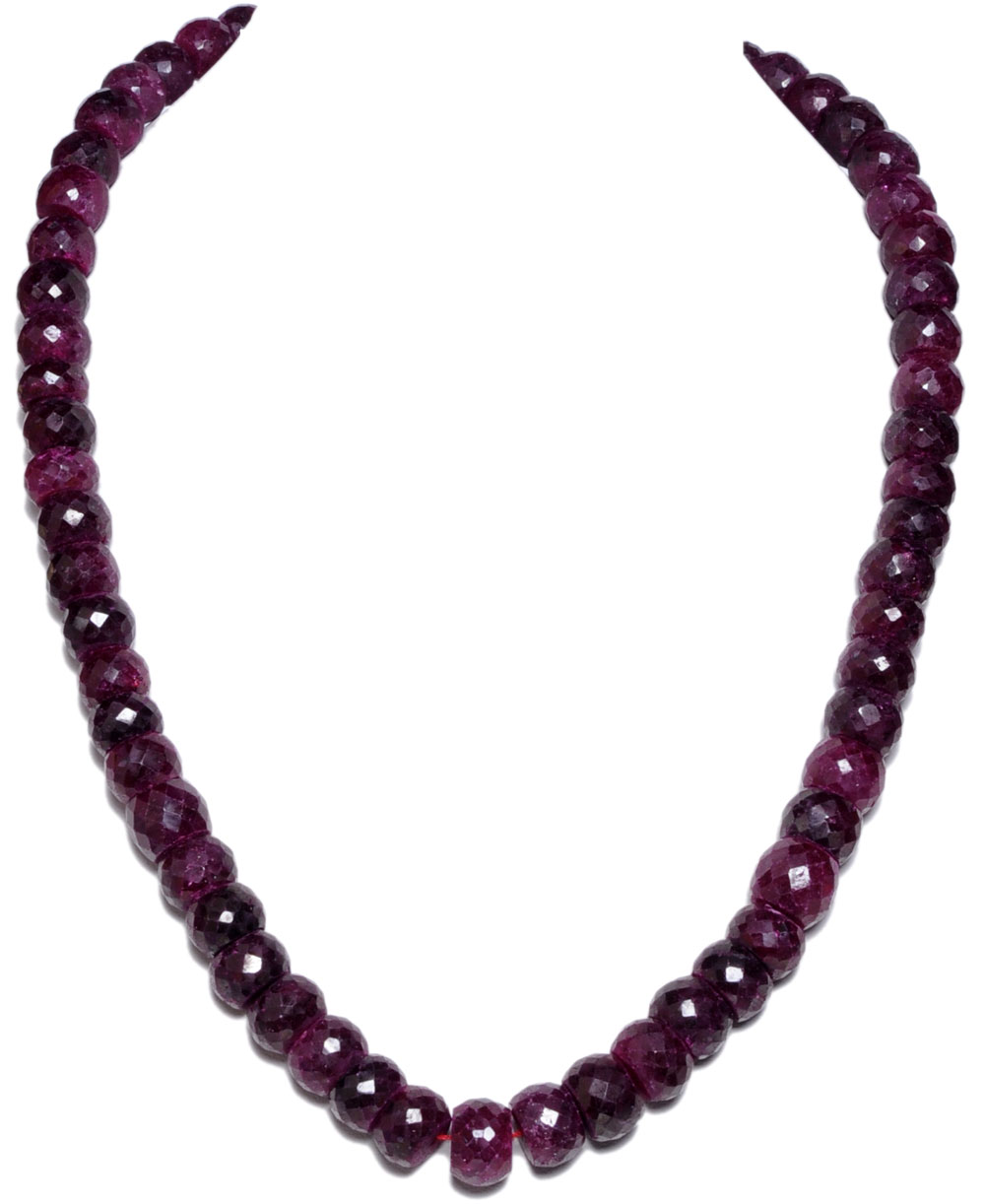Natural Earth Mined Ruby Genuine Gemstone Beads Necklace NP1030