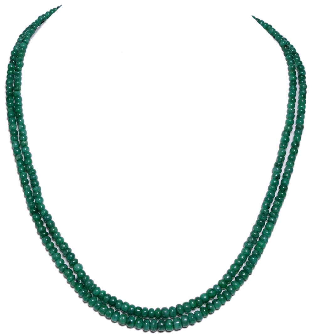 2 Layer Emerald Plain Beads Necklace NP1033