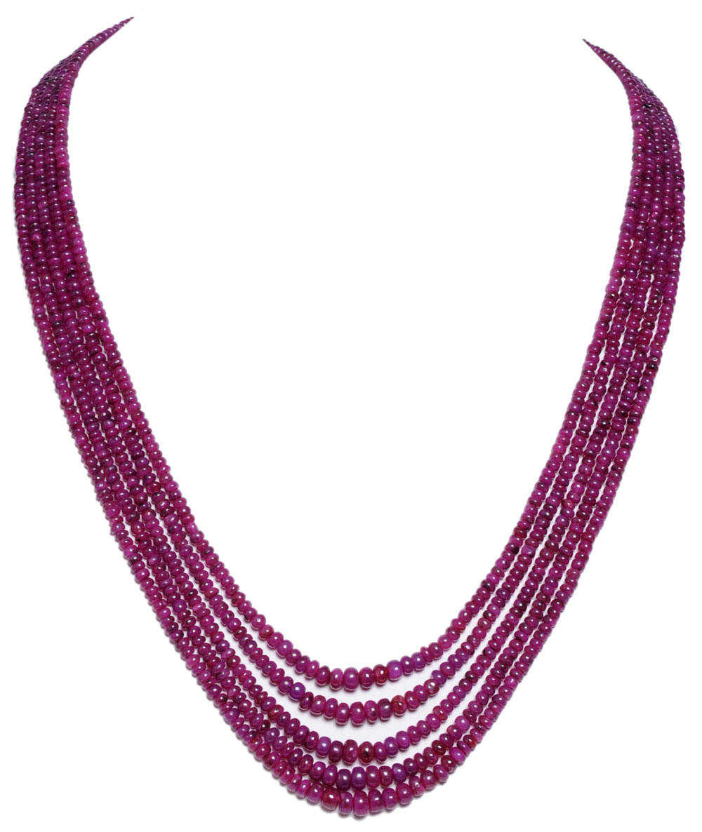 5 Layer Natural Ruby Gemnstone Beads Necklace NP1038