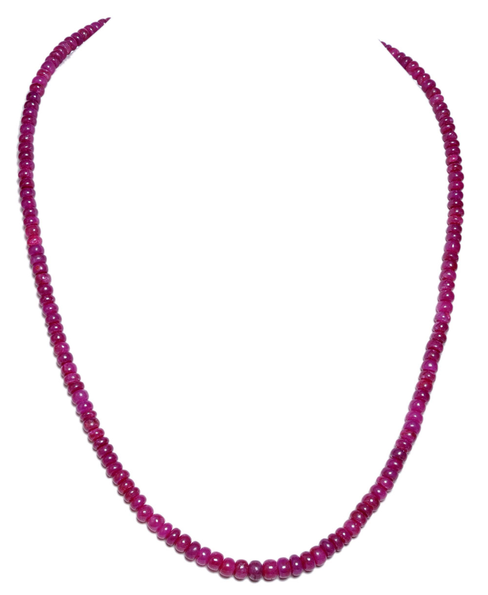 1 Row Necklace of Natural Ruby Gemstone Smooth Beads NP1042