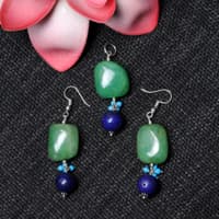 Emerald, Turquoise & Lapis Lazuli Gemstone Beaded Pendant & Earring Set Bp1001 photo 3