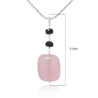 Rose Quartz & Black Spinel Gemstone Beaded Pendant & Earring Set Bp1002 photo 3