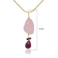 Ruby, Rose Quartz & Blue Sapphire Gemstone Beaded Pendant & Earring Set Bp1003 photo 3