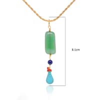Emerald, Lapis Lazuli & Turquoise Gemstone Beaded Pendant & Earring Set Bp1006 photo 3