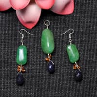Emerald, Citrine & Blue Sapphire Gemstone Beaded Pendant & Earring Set Bp1007 photo 2
