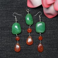 Emerald & Carnelian Gemstone Beaded Pendant & Earring Set Bp1009 photo 2