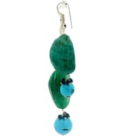 Turquoise & Emerald Gemstone Carving Tumbles Pendant & Earring Set Bp1013 photo 2