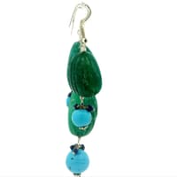 Turquoise & Emerald Gemstone Carving Tumbles Pendant & Earring Set Bp1013 photo 3
