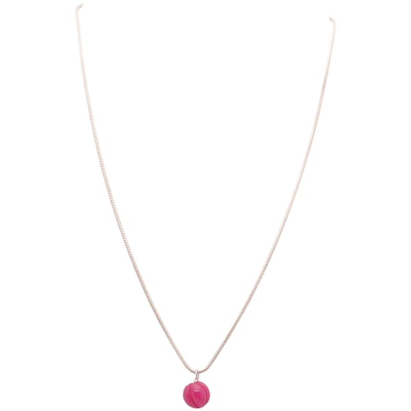 Ruby Gemstone Pumpkin Bead Attached With Silver Chain Bp1014
