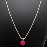 Ruby Gemstone Pumpkin Bead Attached With Silver Chain Bp1014 photo 3