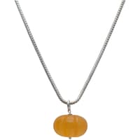 Yellow Sapphire Gemstone Pumpkin Bead Attached With Silver Chain Bp1015 photo 2