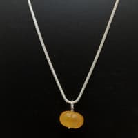 Yellow Sapphire Gemstone Pumpkin Bead Attached With Silver Chain Bp1015 photo 3