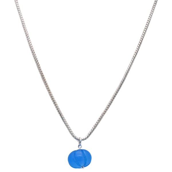 Blue Sapphire Gemstone Pumpkin Bead Attached With Silver Chain Bp1016