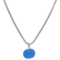 Blue Sapphire Gemstone Pumpkin Bead Attached With Silver Chain Bp1016 photo 2