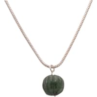 Emerald Gemstone Pumpkin Bead Attached With Silver Chain Bp1017 photo 2
