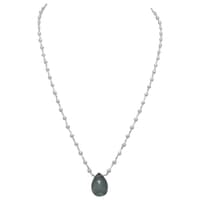 Aquamarine Gemstone With Pearl Chain White Rhodium Plating Bp1020 photo 1