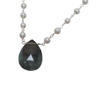 Aquamarine Gemstone With Pearl Chain White Rhodium Plating Bp1020 photo 2