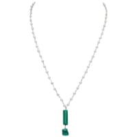 Malachite Gemstone With Pearl Chain White Rhodium Plating Bp1021 photo 1