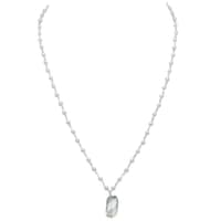 Aquamarine Gemstone With Pearl Chain White Rhodium Plating Bp1023 photo 1