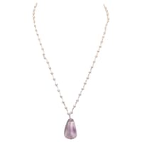 Amethyst Gemstone With Pearl Chain White Rhodium Plating Bp1027 photo 1