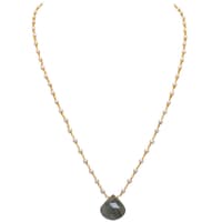 Rutile Quatz Gemstone With Pearl Chain Gold Rhodium Plating Bp1035 photo 1