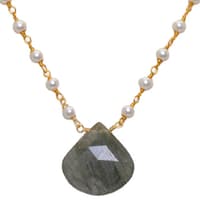 Rutile Quatz Gemstone With Pearl Chain Gold Rhodium Plating Bp1035 photo 2
