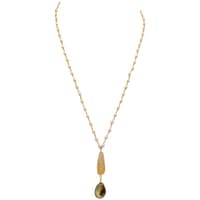 Lemon Topaz & Citrine Gemstone With Pearl Chain Gold Rhodium Plating Bp1036 photo 1