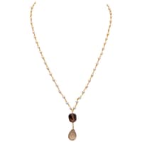Citrine & Smoky Gemstone With Pearl Chain Gold Rhodium Plating Bp1037 photo 1