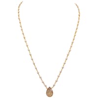 Citrine Gemstone With Pearl Chain Gold Rhodium Plating Bp1038 photo 1