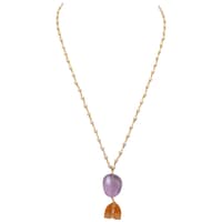 Citrine & Amethyst Gemstone With Pearl Chain Gold Rhodium Plating Bp1040 photo 1