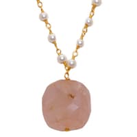 Morganite Gemstone With Pearl Chain Gold Rhodium Plating Bp1041 photo 2
