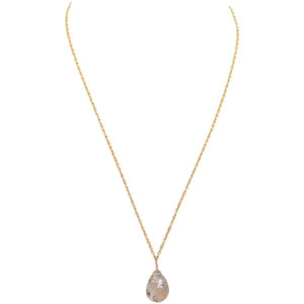Gold Rutile Quatz Gemstone Attached With Gold Rhodium Plating Chain Bp1043