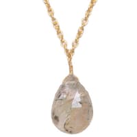 Gold Rutile Quatz Gemstone Attached With Gold Rhodium Plating Chain Bp1043 photo 2