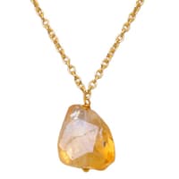 Citrine Gemstone Attached With Gold Rhodium Plating Chain Bp1046 photo 2