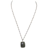 Labradorite Gemstone With Pearl Chain Black Rhodium Plating Bp1049 photo 1