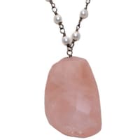 Morganite Gemstone With Pearl Chain Black Rhodium Plating Bp1050 photo 2