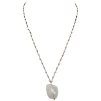 Moonstone Gemstone With Pearl Chain Black Rhodium Plating Bp1052 photo 1